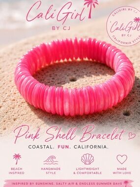 CaliGirl Pink Shell Stretch Bracelet